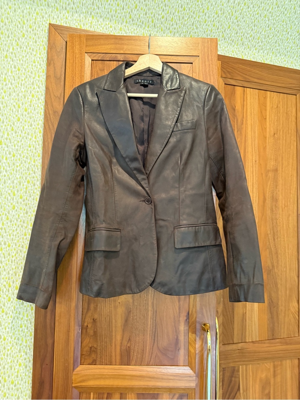 Theory Brown Leather Blazer Jacket